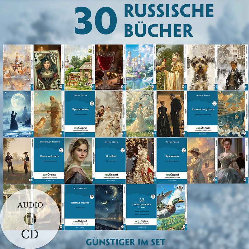 30 russische Bücher (30 Bücher + Audio-CDs) - Frank-Lesemethode - Kommentierte zweisprachige Ausgabe Russisch-Deutsch