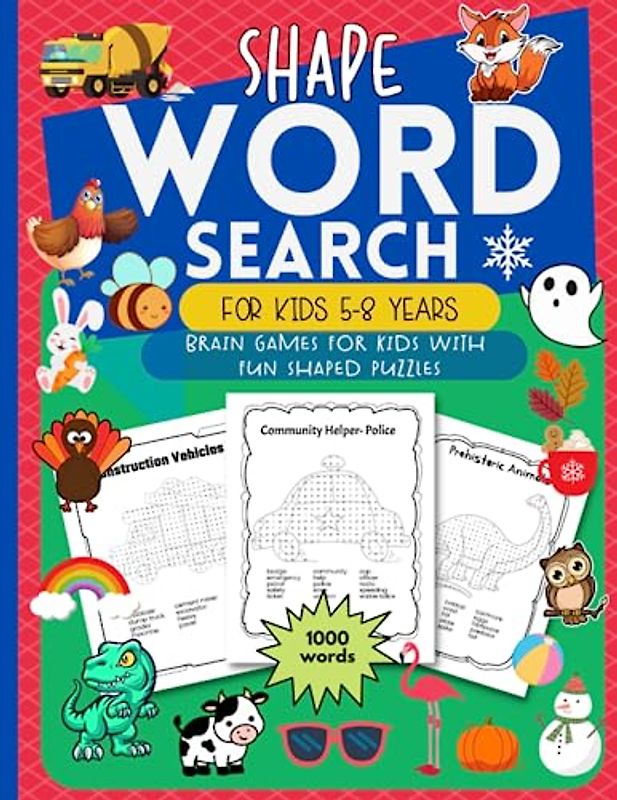 Shape Word Search for kids 5-8 years: Brain games for kids with Fun Shaped Puzzles