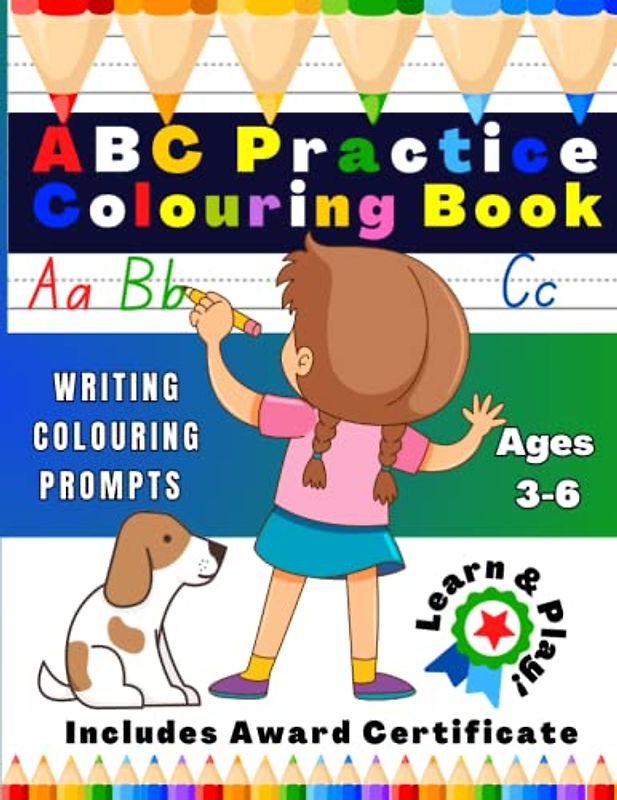 Handwriting Practice Puppies Colouring Workbook: Includes Blank Dotted Lines and Award Certificate