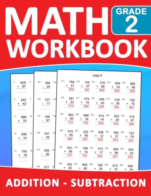 Math Workbook Grade 2 Addition And Subtraction Exercises With Answers: Math Practice 100 days Addition And Subtraction With More 2000 Exercises | Math ... | One page per day to be great at math