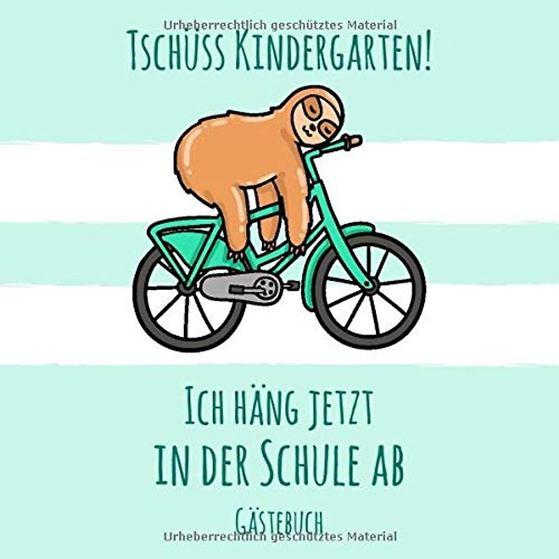 Gästebuch: zur Einschulung mit Faultier auf Fahrrad | Geschenkidee zum 1. Schultag | 21 x 21cm, Softcover, 100 Seiten zum Ausfüllen | Geschenk & ... Schultüte | Erinnerungsbuch für Erstklässler