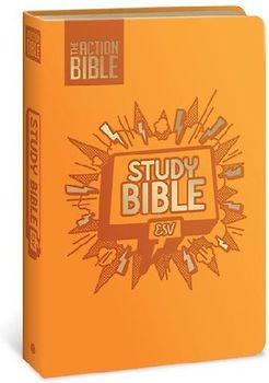 The Action Bible Study Bible Esv, Leathersoft, Orange, Full Color