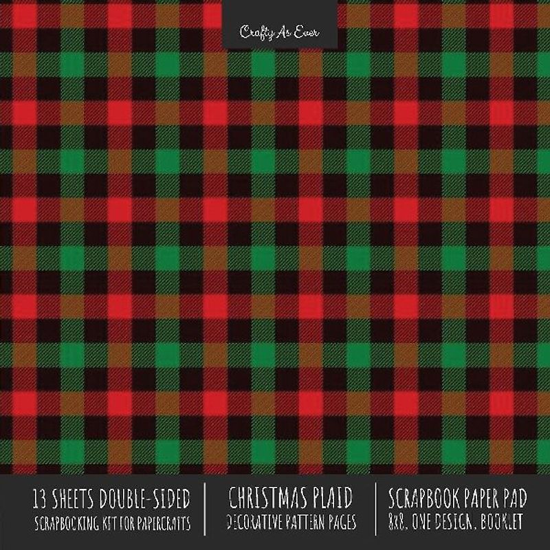 Christmas Plaid Scrapbook Paper Pad 8x8 Scrapbooking Kit for Cardmaking Gifts, DIY Crafts, Printmaking, Papercrafts, Holiday Decorative Pattern Pages