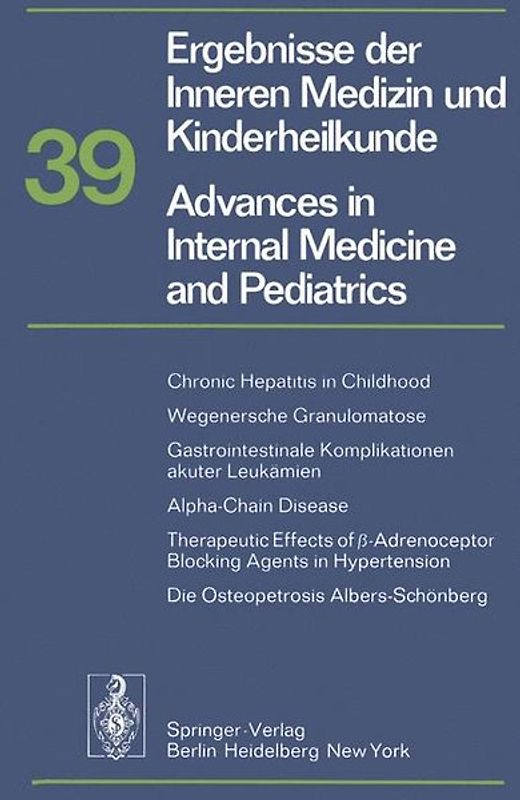 Ergebnisse der Inneren Medizin und Kinderheilkunde/Advances in Internal Medicine and Pediatrics