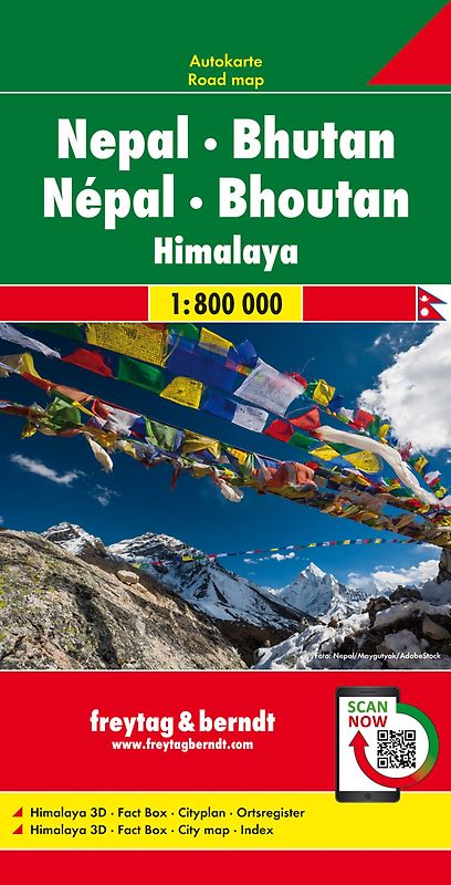 freytag & berndt Straßenkarte Nepal - Bhutan 1:800.000