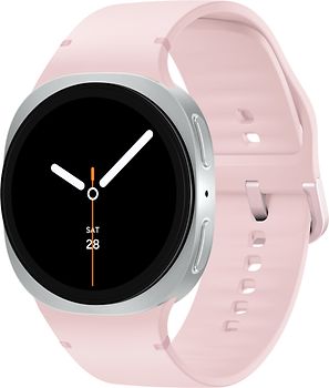 Samsung Galaxy Watch8 44 mm Boîtier aluminium argent sur Sport en silicone M/L rose [Wi-Fi + 4G]