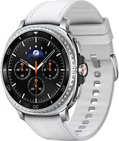 Samsung Galaxy Watch8 Classic 46 mm Boîtier aluminium noir sur Hybride premium blanc [Wi-Fi]