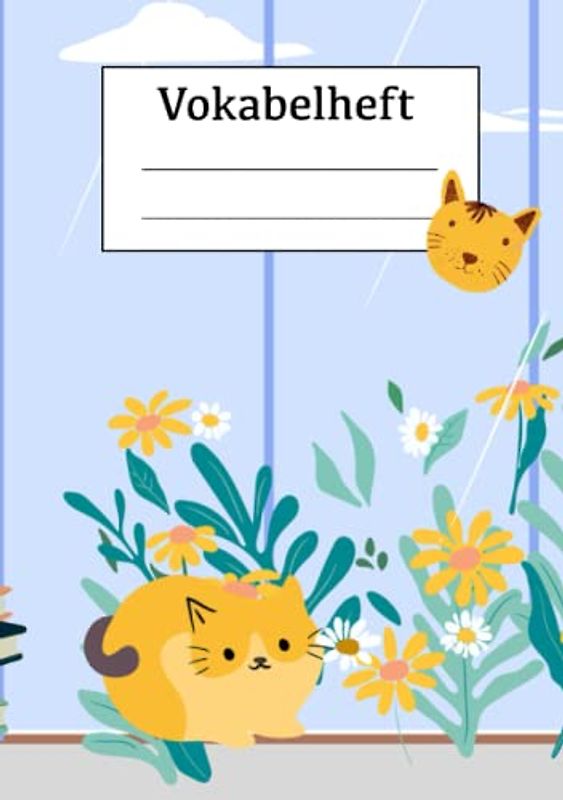 Vokabelheft: Vokabelheft Katze, DIN A5, für Grundschule, Schule und Gymnasium