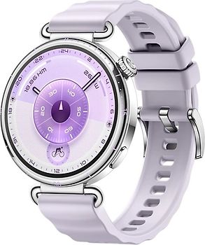 Huawei Watch GT 6 41 mm boîtier en acier inoxydable argent avec bracelet en fluoroélastomère violet