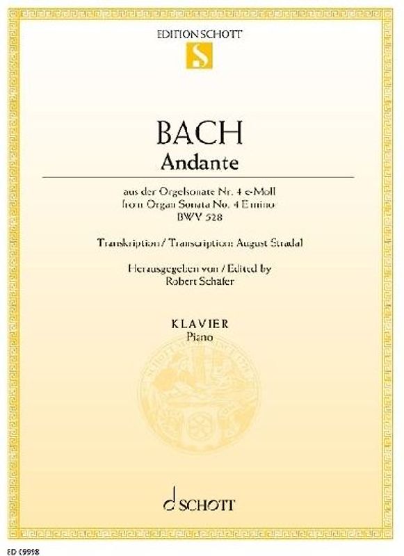 Andante from Organ Sonata No. 4 E Minor Bwv 528 for Piano