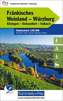 Kümmerly+Frey Outdoorkarte Deutschland 56 Fränkisches Weinland, Würzburg 1:50.000