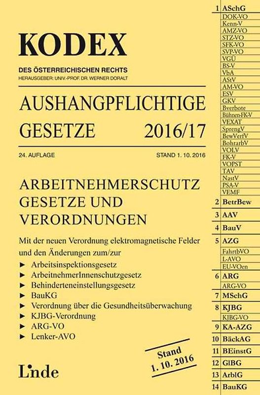 KODEX Aushangpflichtige Gesetze 2016/17