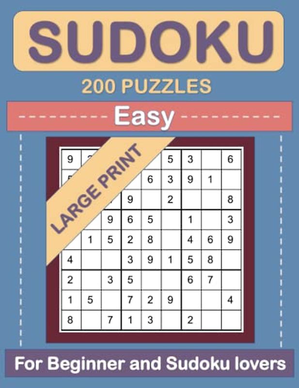 Sudoku Puzzle Large Print: 200 Easy Puzzles, warm up your brain with logic game.