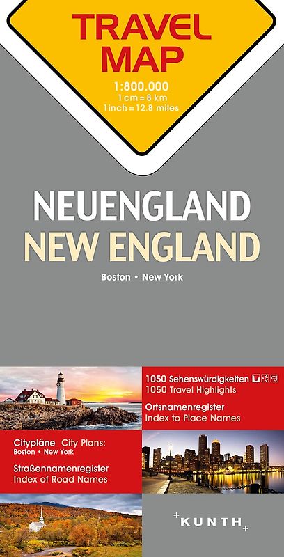 KUNTH TRAVELMAP Neuengland 1:800.000