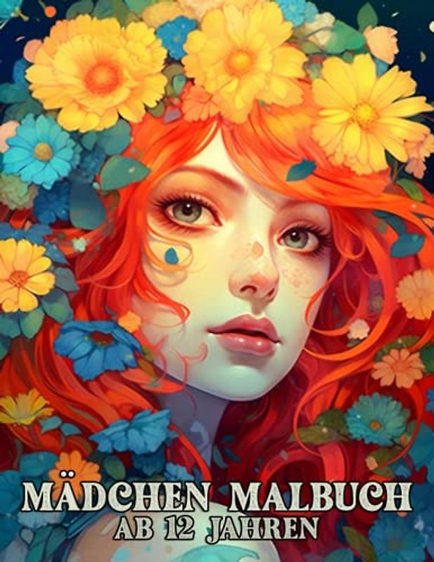 Mädchen Malbuch ab 12 Jahren: Malspaß für jeden: Lass dich begeistern von zauberhaften Mädchen und Blumen. 30 Seiten mit Frauenportraits, ... Ideal für Mädchen, Teenager, Erwachsene.