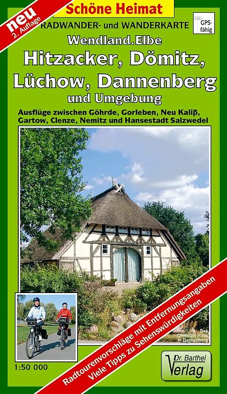 Radwander- und Wanderkarte Wendland.Elbe, Hitzacker, Dömitz, Lüchow, Dannenberg und Umgebung