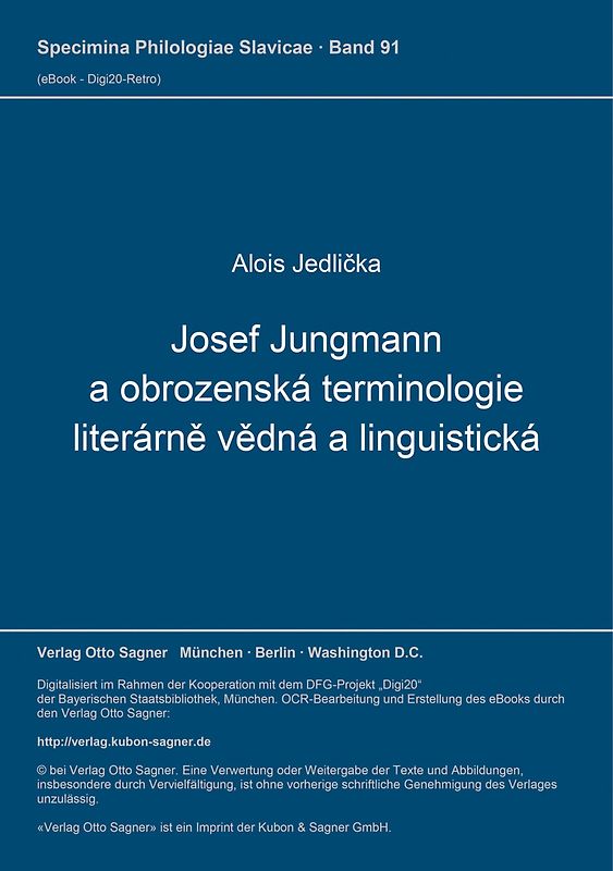 Josef Jungmann a obrozenská terminologie literárně vědná a linguistická
