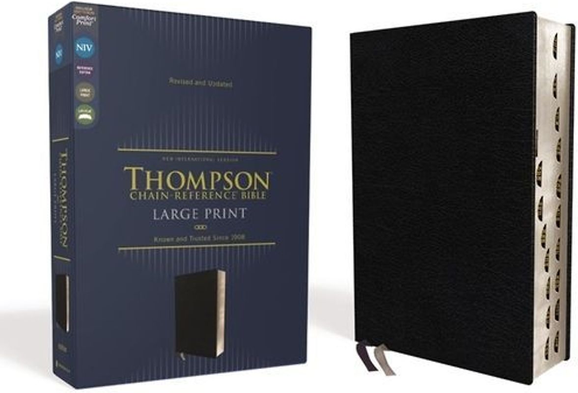 Niv, Thompson Chain-Reference Bible, Large Print, Bonded Leather, Black, Thumb Indexed, Red Letter, Comfort Print