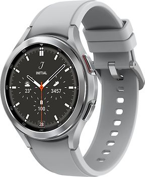 Samsung Galaxy Watch4 Classic 46 mm Edelstahlgehäuse silber am Silikonarmband silber [Wi-Fi + 4G]