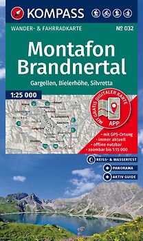KOMPASS Wanderkarte 032 Montafon, Brandnertal, Gargellen, Bielerhöhe, Silvretta 1:25.000