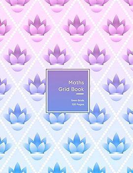 Maths Grid Book: 5mm size graph paper grid book for students or Mathematician | Squares notebook | Pink and purple flower pattern for teenage girl