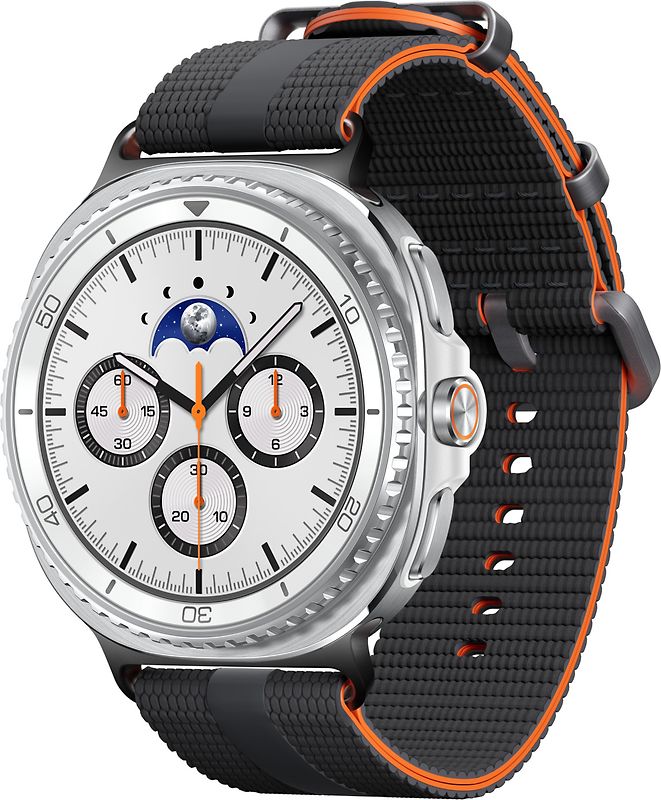 Samsung Galaxy Watch8 Classic 46 mm Boîtier aluminium blanc sur Sport Chic M/L graphite [Wi-Fi + 4G]