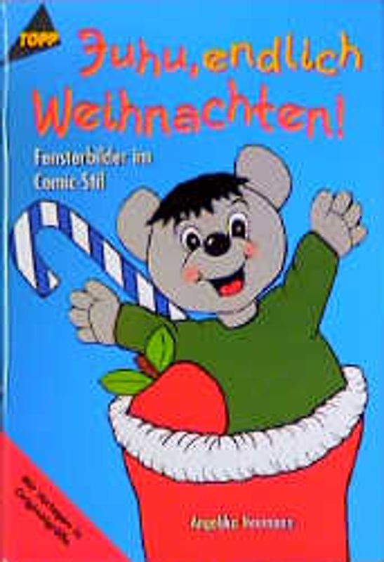 Juhu, endlich Weihnachten!. Fensterbilder im Comic-Stil