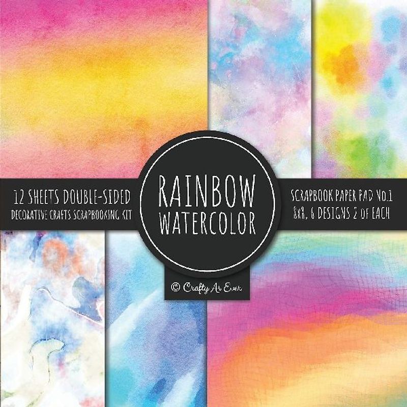 Rainbow Watercolor Scrapbook Paper Pad Vol.1 Decorative Crafts Scrapbooking Kit Collection for Card Making, Origami, Stationary, Decoupage, DIY Handmade Art Projects