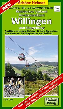 Wander-, Ski- und Radwanderkarte Waldecker Upland, Hochsauerland, Willingen und Umgebung