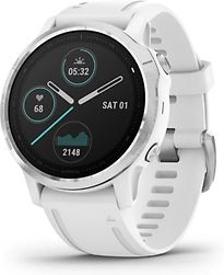 Garmin Fenix 6S 42 mm wit met een witte siliconen polsband