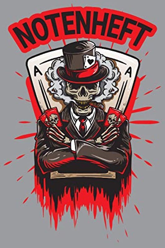 NOTENHEFT: Din A5 für Anfänger und Fortgeschrittene / Blanko NotenBlock / Leere Notenzeilen / Notensystem / für die Schule / Komponist / Skull Kopfhörer Musik