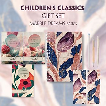Children's Classics Books-Set (with audio-online) Readable Classics Geschenkset + Marmorträume Schreibset Basics