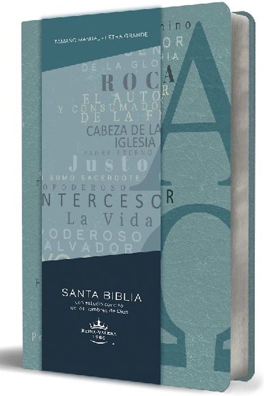 Biblia Rvr 1960 Letra Grande Tamaño Manual, Simil Piel Azul Alpha Omega Con Nombres de Dios / Spanish Bible Rvr 1960 Handy Size Large Print Leathersoft