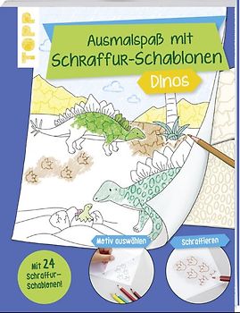 Ausmalspaß mit Schraffur-Schablonen Dinos