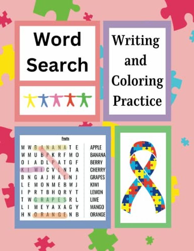 Word Search: Activity Book for Children with Autism and Asperger's Syndrome, Writing and Coloring Practice Activities (8.5 x 11 In)