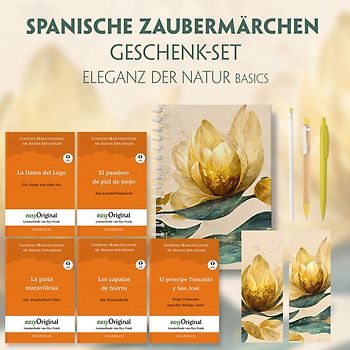 Spanische Zaubermärchen Geschenkset - 5 Bücher (mit Audio-Online) + Eleganz der Natur Schreibset Basics