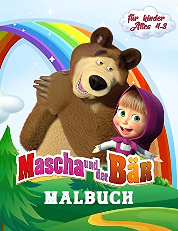 Mascha und der Bär Malbuch für Kinder Alter 4-8: Eine Sammlung von 60 ausgewählten schönen Illustrationen zum Ausmalen