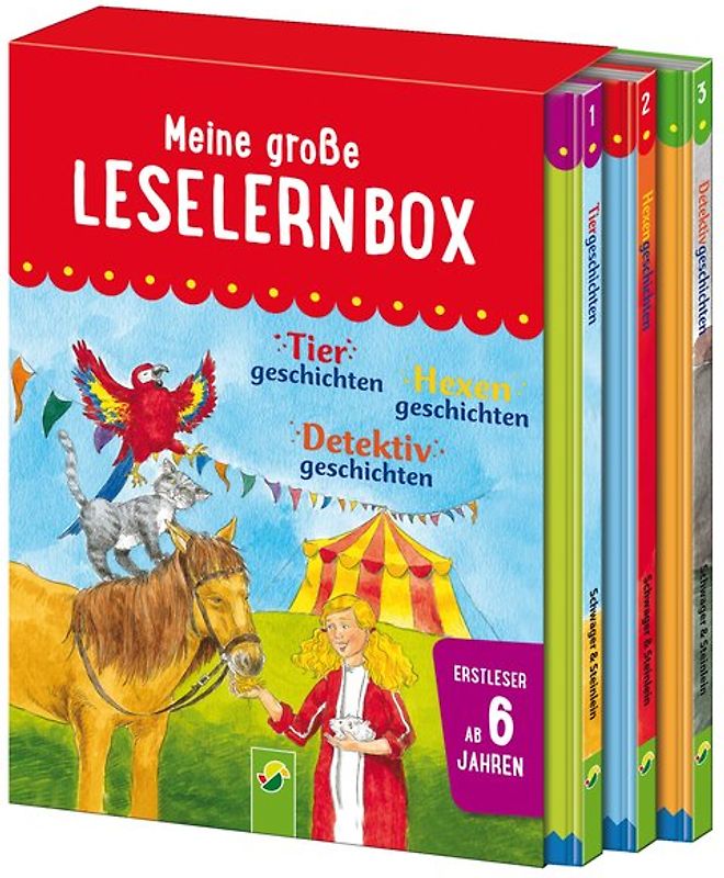 Meine große Leselernbox - Tiergeschichten, Hexengeschichten, Detektivgeschichten