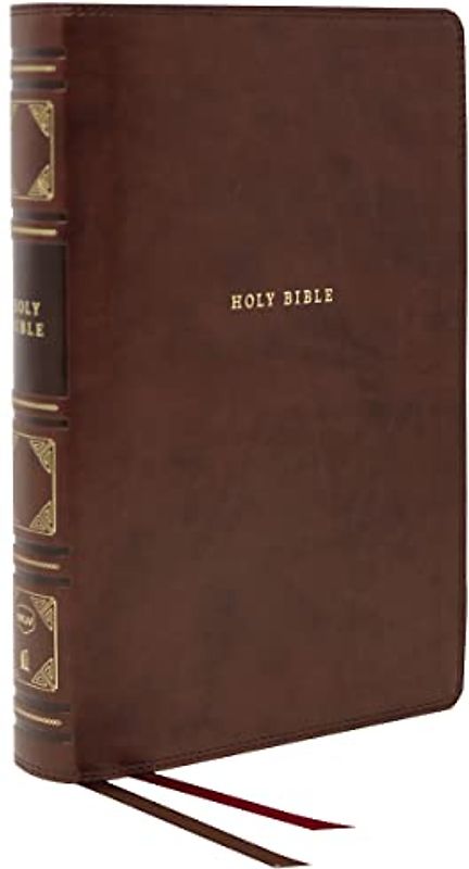 Nkjv, Reference Bible, Classic Verse-By-Verse, Center-Column, Leathersoft, Brown, Indexed, Red Letter Edition, Comfort Print