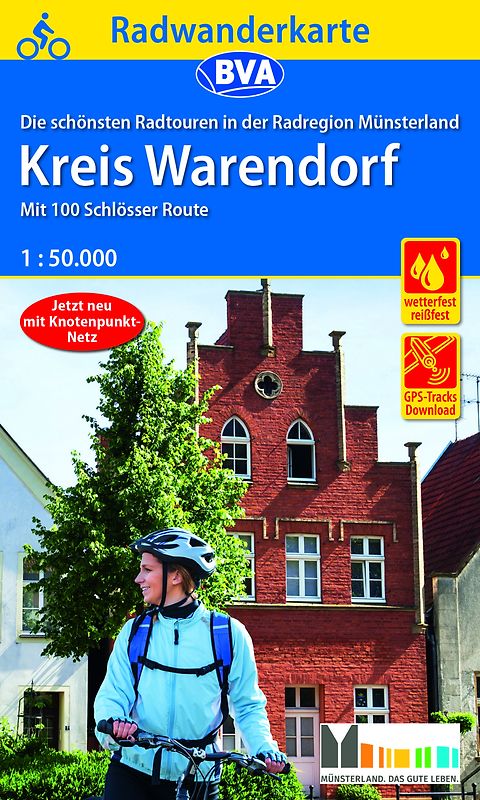 Radwanderkarte BVA Radregion Münsterland Kreis Warendorf mit 100 Schlösser Route 1:50.000, reiß- und wetterfest, GPS-Tracks Download