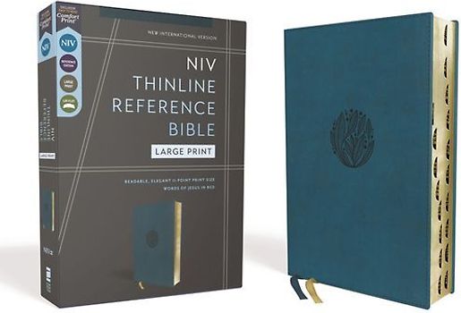 Niv, Thinline Reference Bible (Deep Study at a Portable Size), Large Print, Leathersoft, Teal, Red Letter, Thumb Indexed, Comfort Print