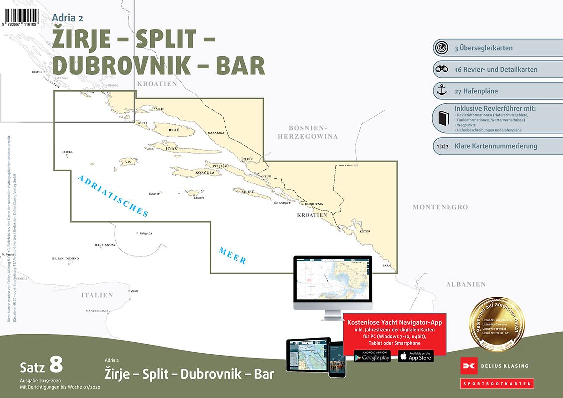 Sportbootkarten Satz 8: Adria 2 (Ausgabe 2019/2020)