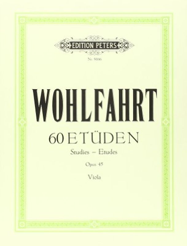 60 Etüden für Violine solo op. 45: für Viola bearbeitet - Spindler, Fritz