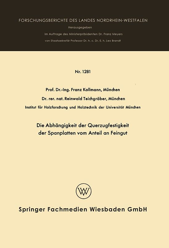 Die Abhängigkeit der Querzugfestigkeit der Spanplatten vom Anteil an Feingut