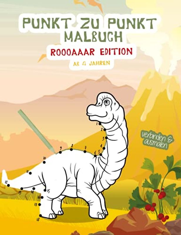 Punkt zu Punkt Malbuch - Roooaaar Edition ab 4 Jahren: mit 40 Dinosaurier Motiven - Aktivitätsbuch zum Ausmalen mit Dino Motiven