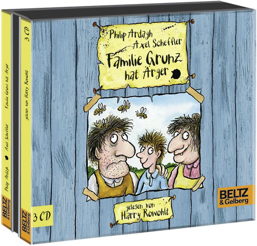 Familie Grunz hat Ärger. Folge 1, gelesen von Harry Rowohlt, 3 CDs in der Multibox, ca. 3 Std. 50 Min.