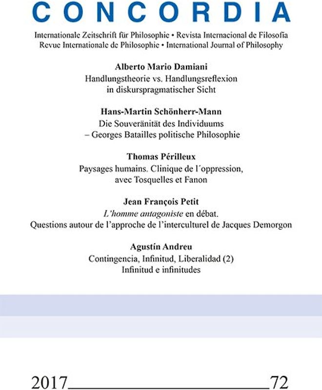 Concordia - Internationale Zeitschrift für Philosophie Heft 72