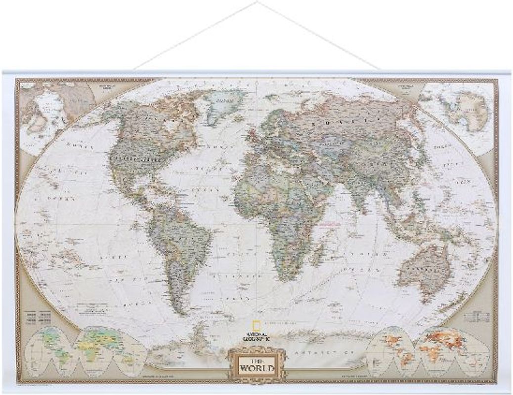 NGS Weltkarte als Poster in Deutsch, mit Leisten, ca. 88x58cm