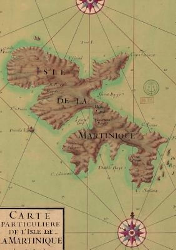 Carnet Ligné Carte de la Martinique, 1753