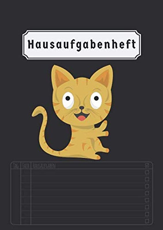 Hausaufgabenheft: Grundschule | Din A4 | 50 Blatt | Aufgabenheft Grundschule | Für Kinder | Schwarz